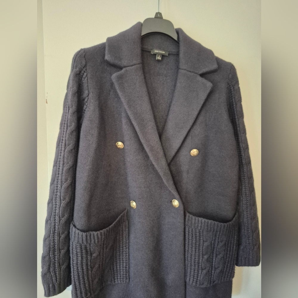 Ann Taylor Dark Gray Double-Breasted Coat